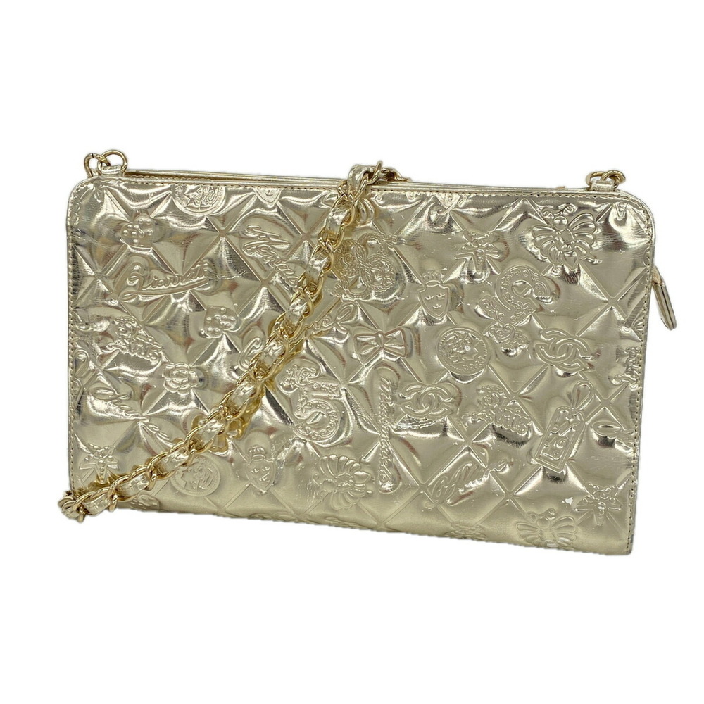 CHANEL Gold Leather Shoulder Bag